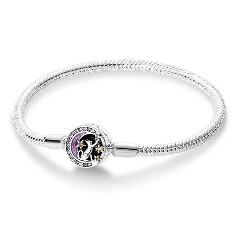 925 Sterling Silver Charm Bracelets for Women, Zircon Stones, Adjustable Length and Elegant Star Design