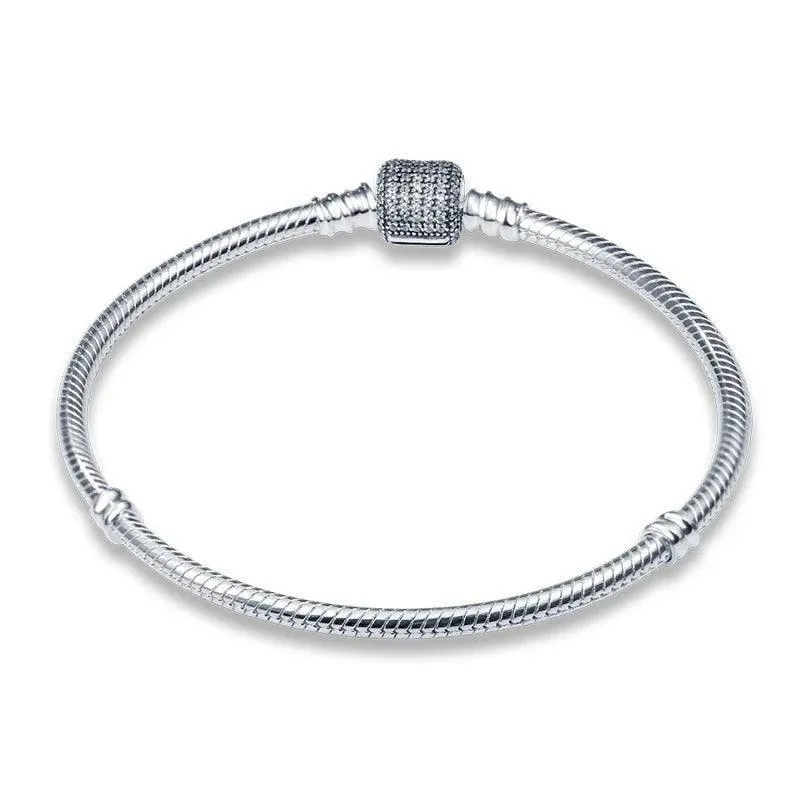 925 Sterling Silver Charm Bracelets for Women, Zircon Stones, Adjustable Length and Elegant Star Design
