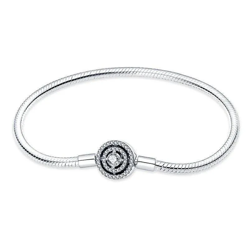 925 Sterling Silver Charm Bracelets for Women, Zircon Stones, Adjustable Length and Elegant Star Design