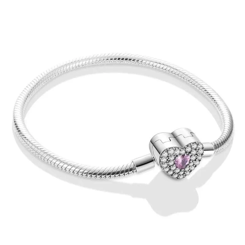 925 Sterling Silver Charm Bracelets for Women, Zircon Stones, Adjustable Length and Elegant Star Design