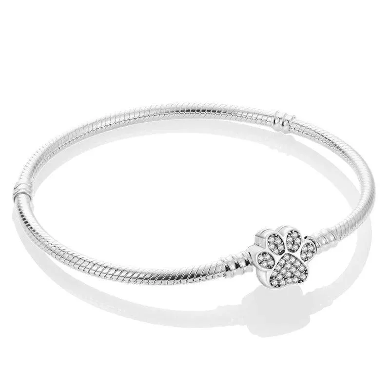 925 Sterling Silver Charm Bracelets for Women, Zircon Stones, Adjustable Length and Elegant Star Design