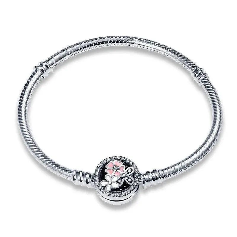 925 Sterling Silver Charm Bracelets for Women, Zircon Stones, Adjustable Length and Elegant Star Design