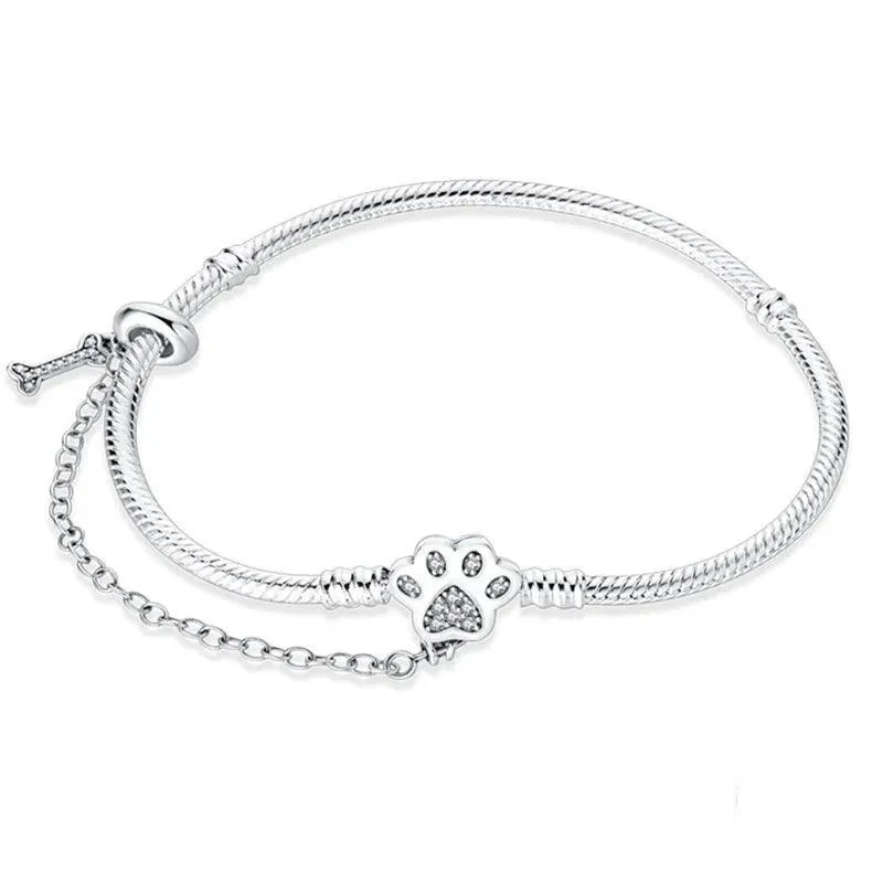 925 Sterling Silver Charm Bracelets for Women, Zircon Stones, Adjustable Length and Elegant Star Design