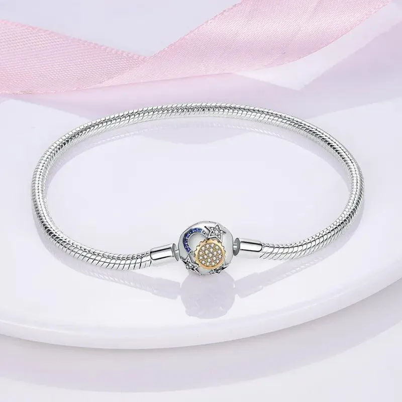 925 Sterling Silver Charm Bracelets for Women, Zircon Stones, Adjustable Length and Elegant Star Design