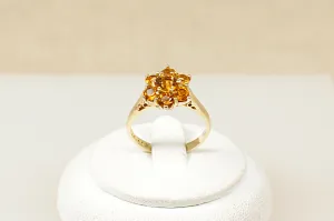 9ct Gold Honey Citrine Cluster Flower Ring