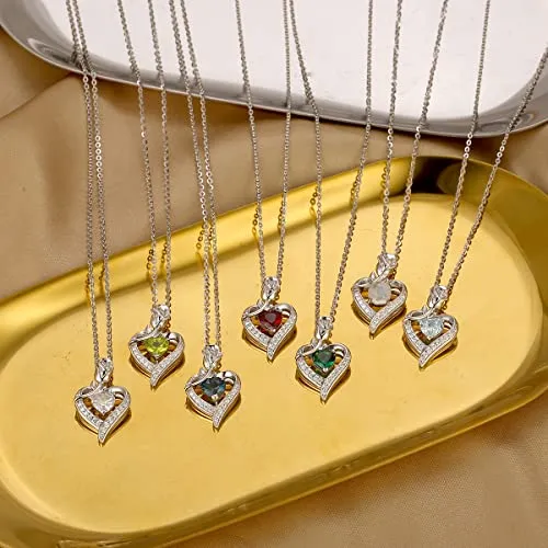 Agvana August Birthstone Jewelry Peridot Necklace for Women Sterling Silver Rose Flower Heart Pendant Necklace Fine Jewelry Anniversary Birthday Gifts for Women Girls Mom Wife Daughter Lady Her