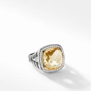 Albion® Ring in Sterling Silver with 18K Yellow Gold\, Champagne Citrine and Diamonds\, 14mm