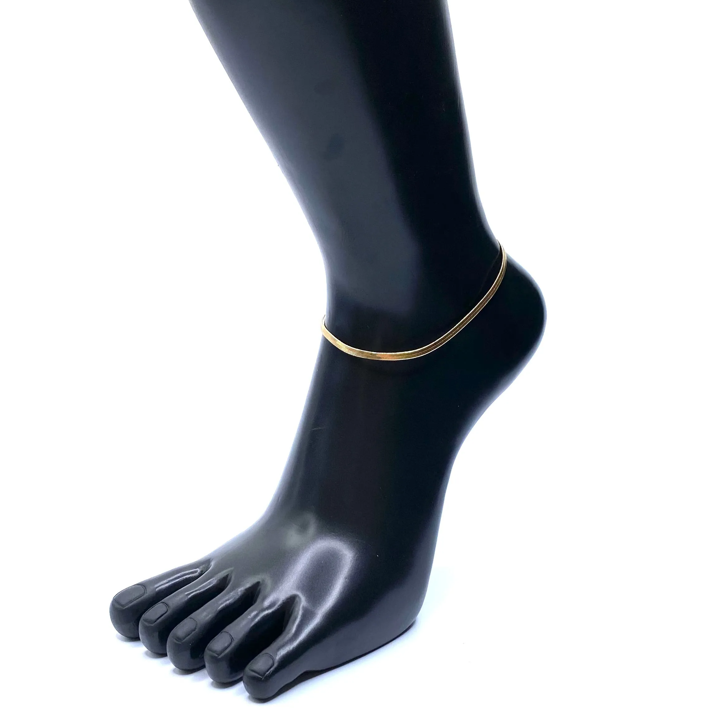 Anklet Metal Chain Herringbone Gold