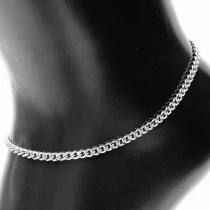 Anklet Metal Chain Metal Cuban Silver