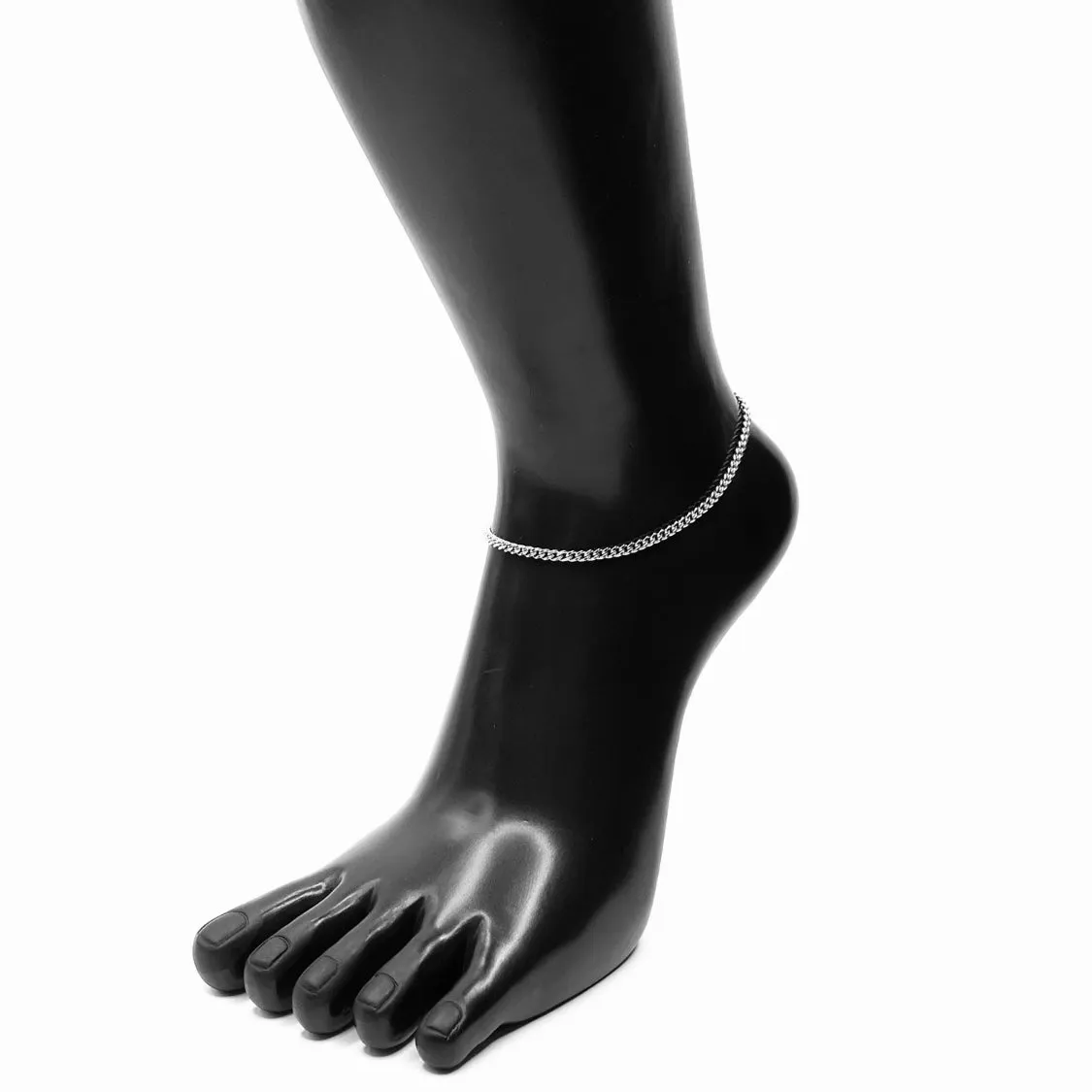 Anklet Metal Chain Metal Cuban Silver