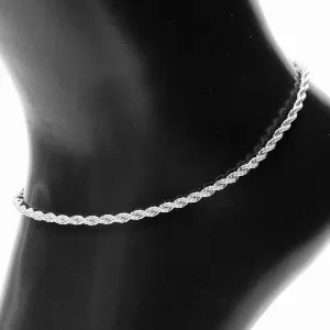 Anklet Metal Chain Rope Silver