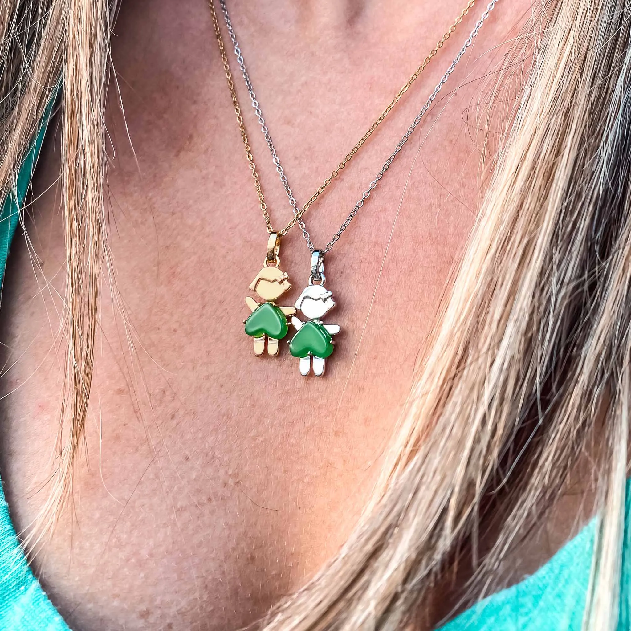 AUGUST Birthstone Little Girl Necklace in Peridot