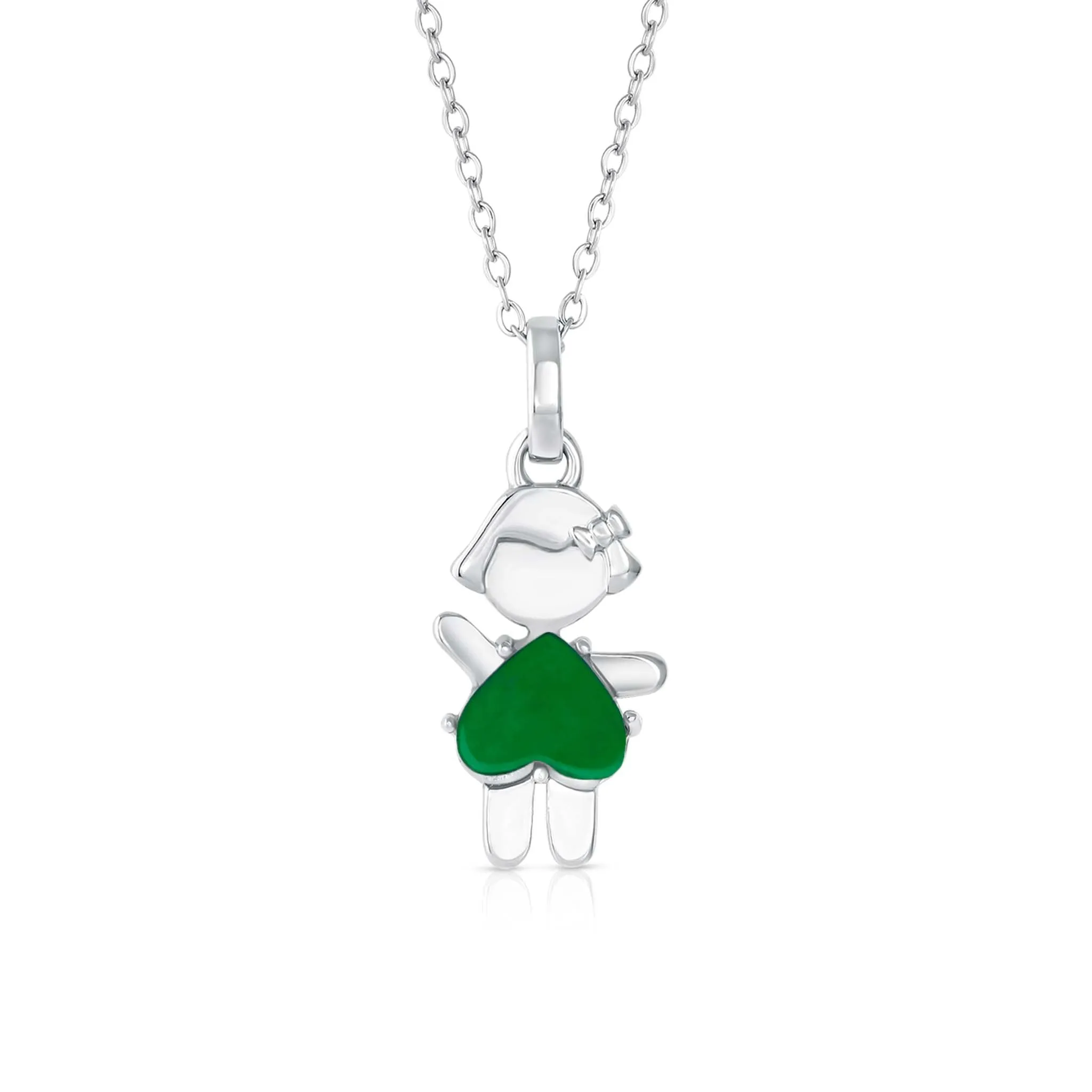 AUGUST Birthstone Little Girl Necklace in Peridot