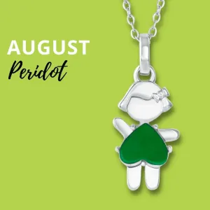 AUGUST Birthstone Little Girl Necklace in Peridot