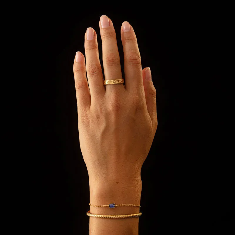 Baguette Mini Bracelet, Iolite, 9kt Yellow Gold