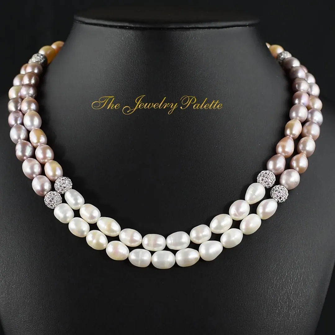 Belle multicolor freshwater pearl two tier necklace
