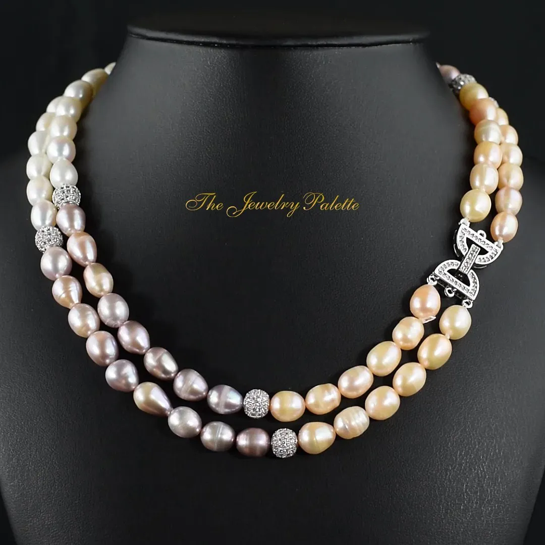 Belle multicolor freshwater pearl two tier necklace