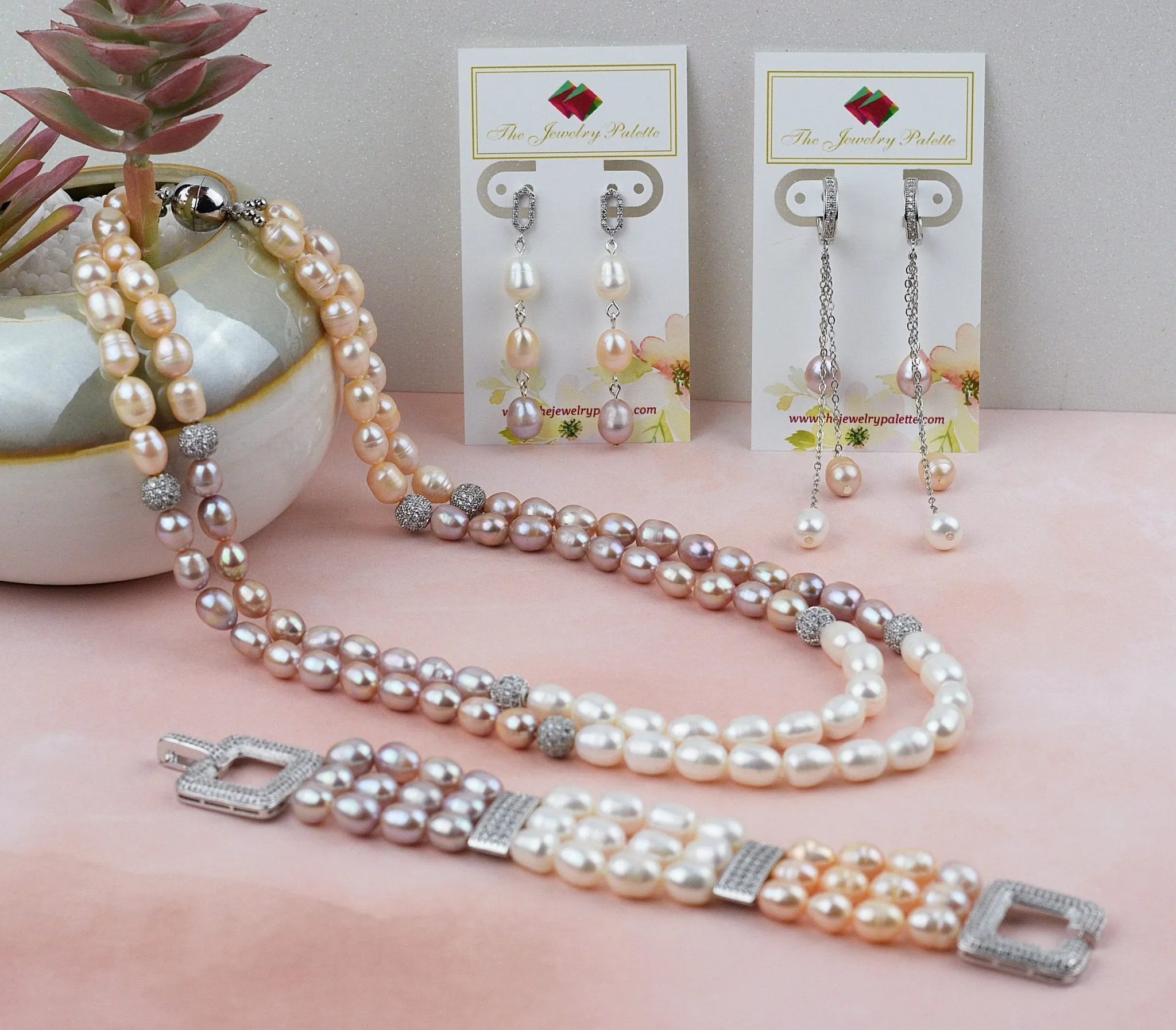 Belle multicolor freshwater pearl two tier necklace