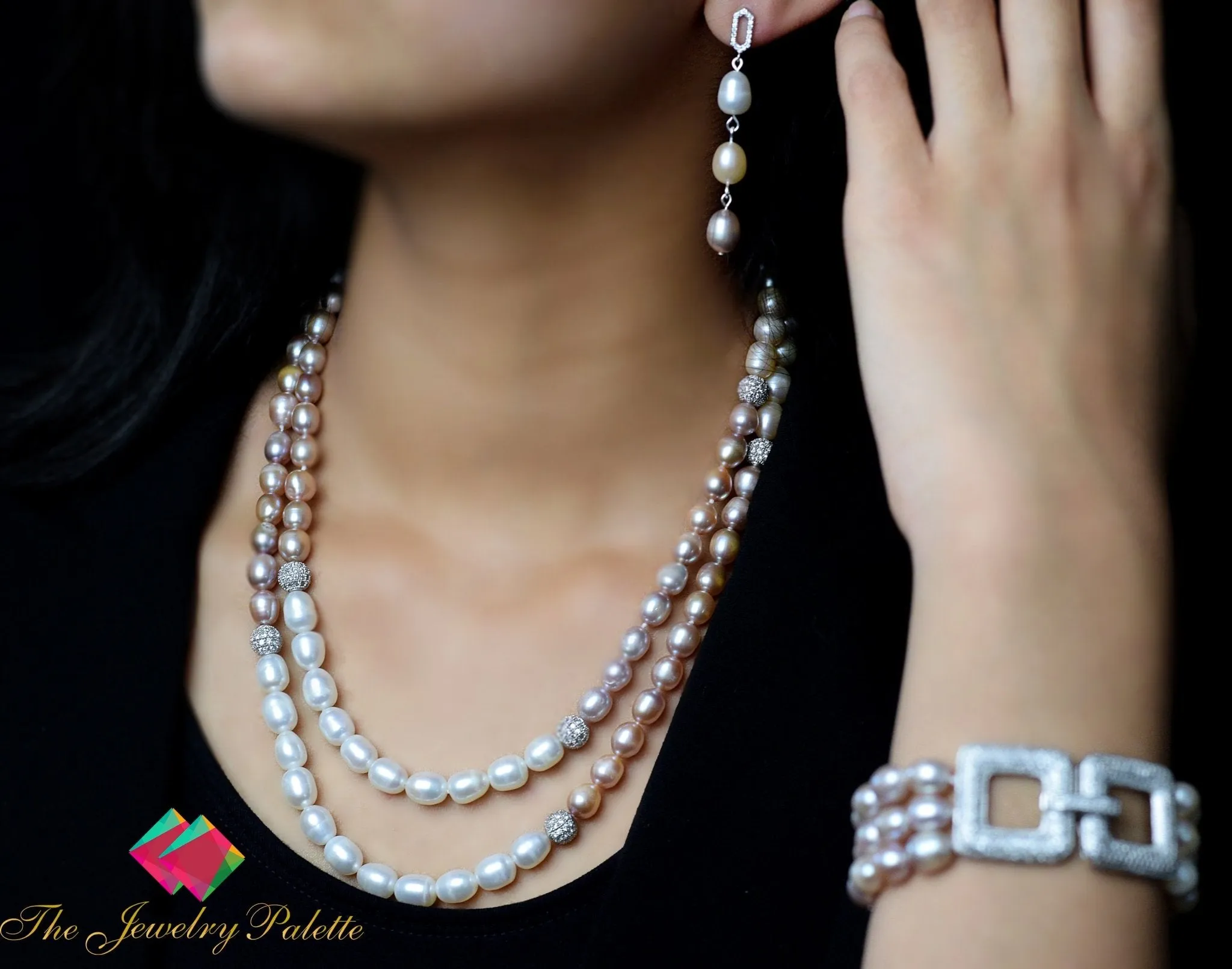 Belle multicolor freshwater pearl two tier necklace