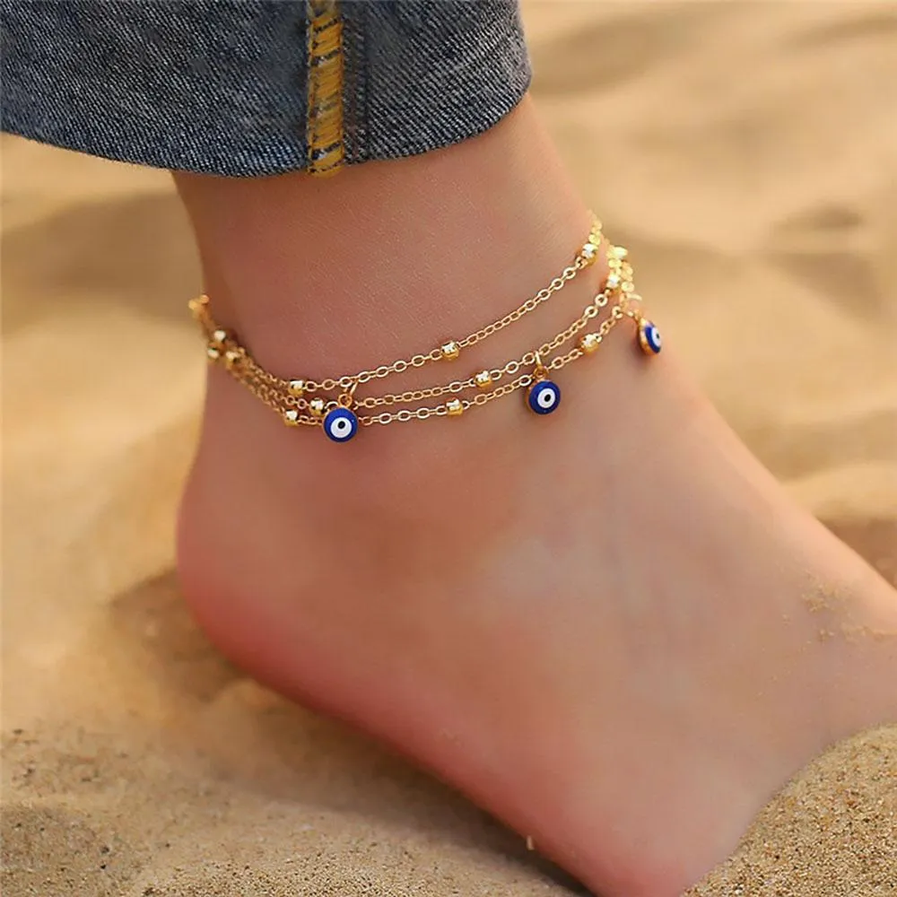 Bohemian Style With Colorful Turkish Eyes Anklet Bracelets