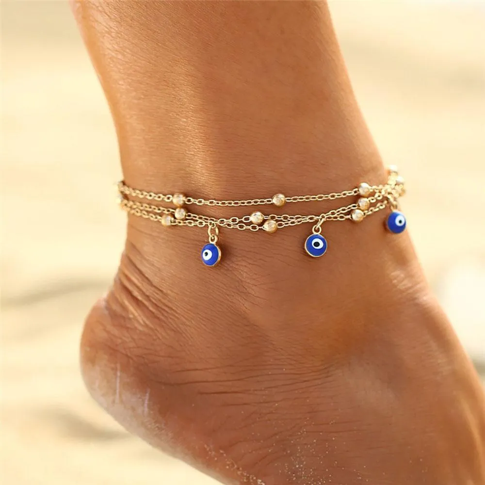 Bohemian Style With Colorful Turkish Eyes Anklet Bracelets