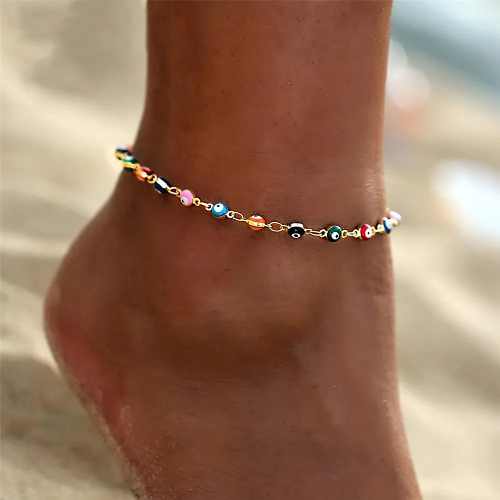 Bohemian Style With Colorful Turkish Eyes Anklet Bracelets