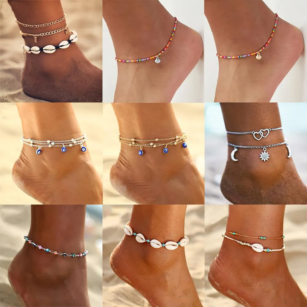 Bohemian Style With Colorful Turkish Eyes Anklet Bracelets