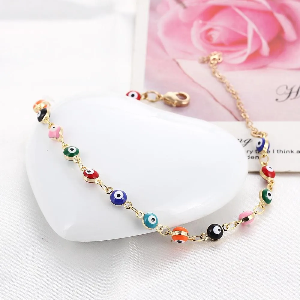Bohemian Style With Colorful Turkish Eyes Anklet Bracelets