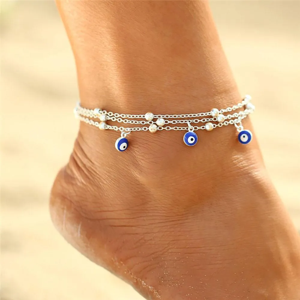 Bohemian Style With Colorful Turkish Eyes Anklet Bracelets