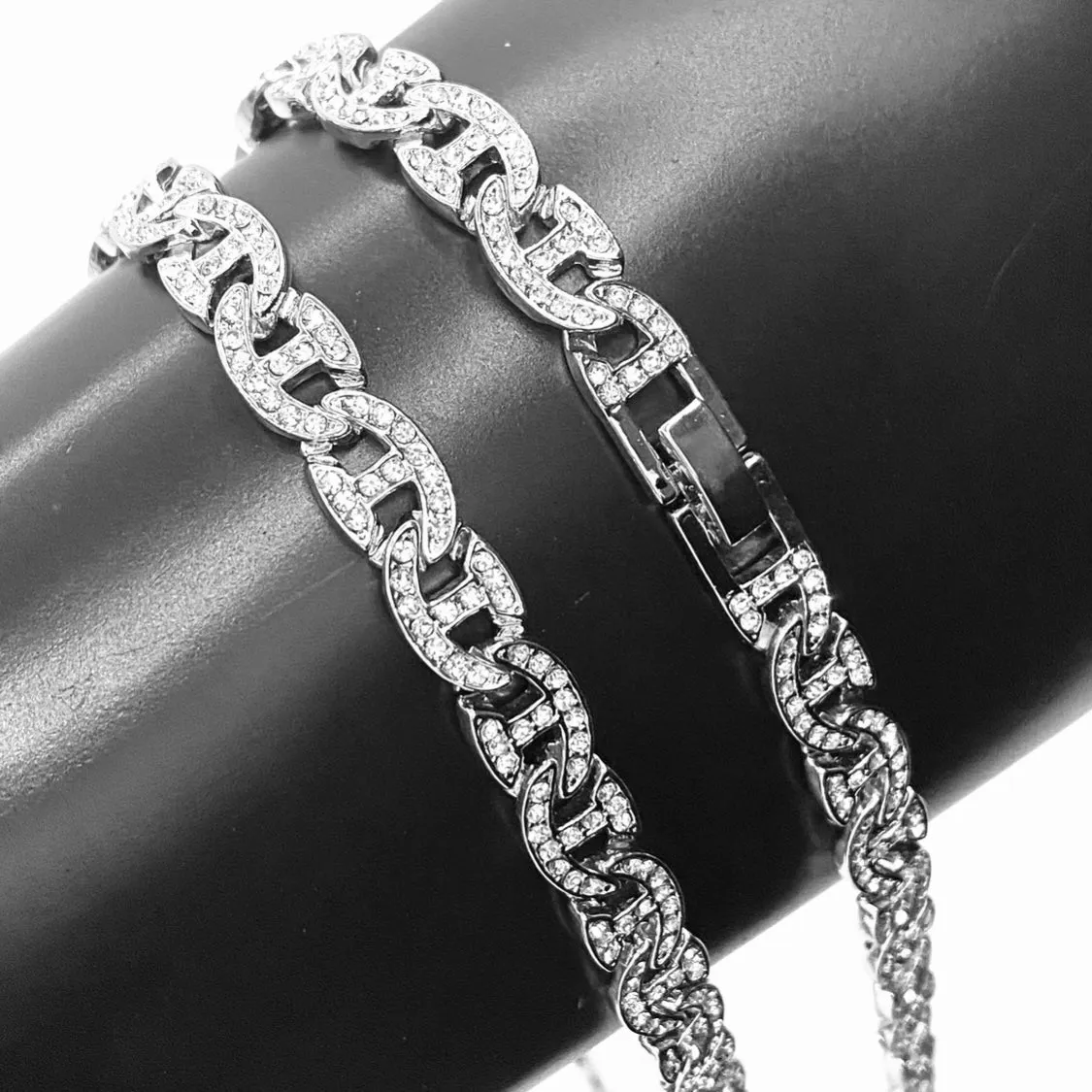 Bracelet Rhinestone Oval Flat Small-Large