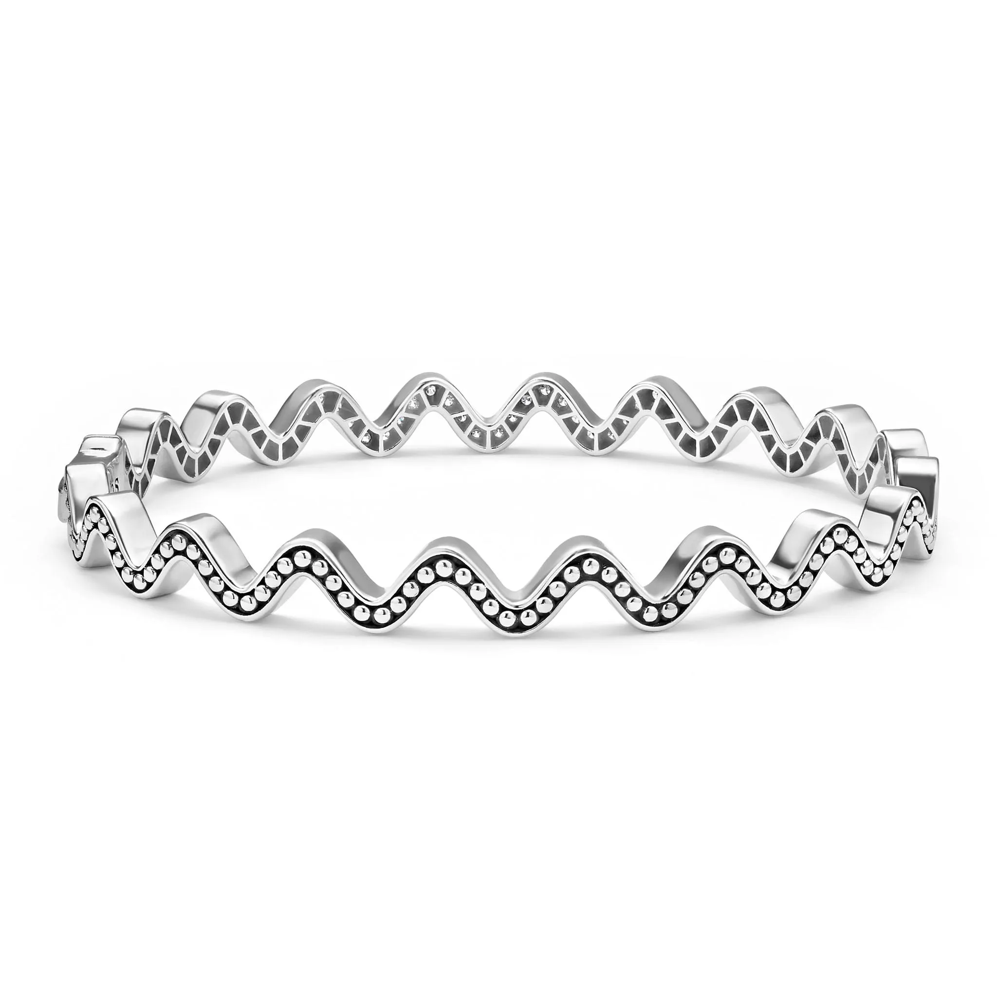 Caviar Spark Wave Diamond Bangle Bracelet
