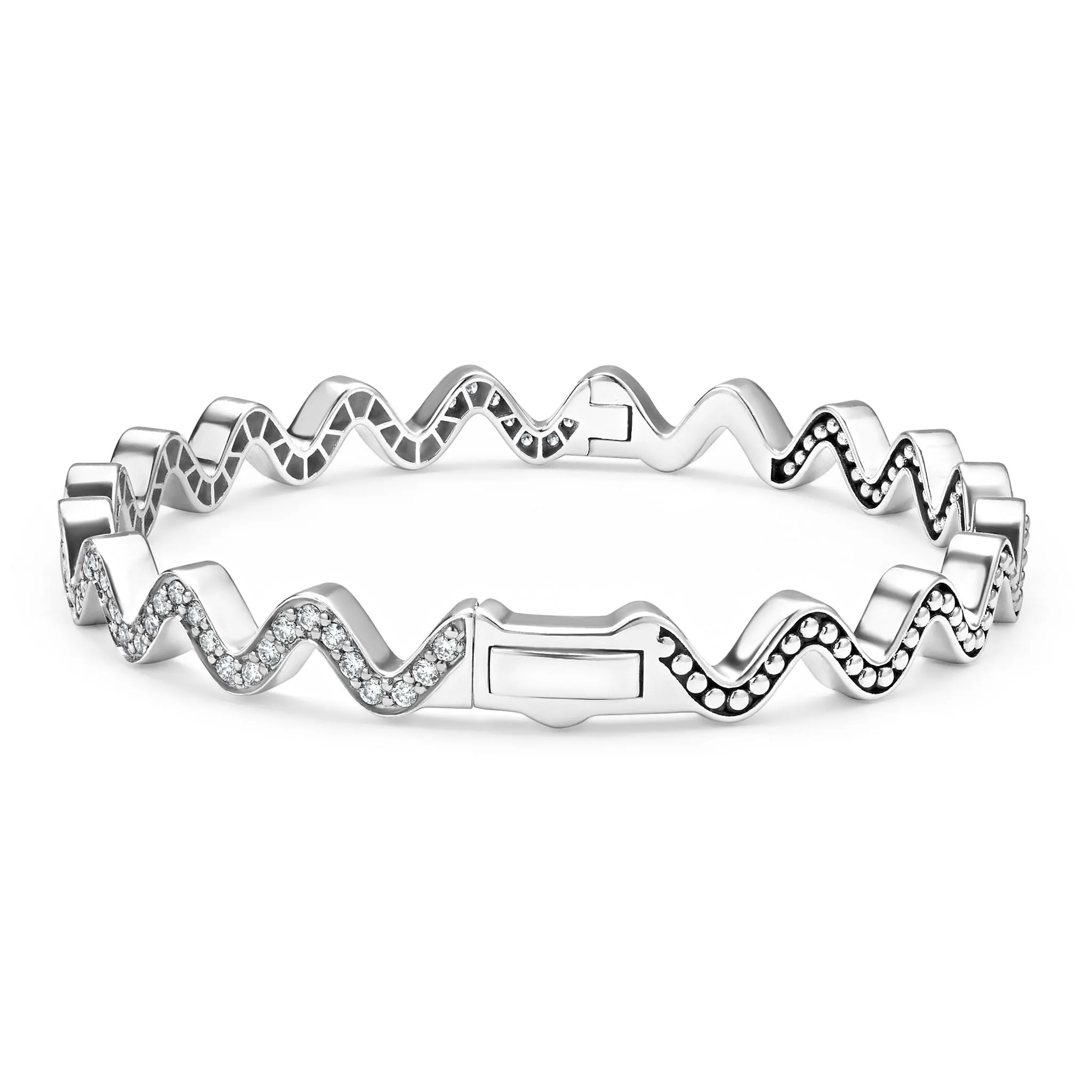 Caviar Spark Wave Diamond Bangle Bracelet