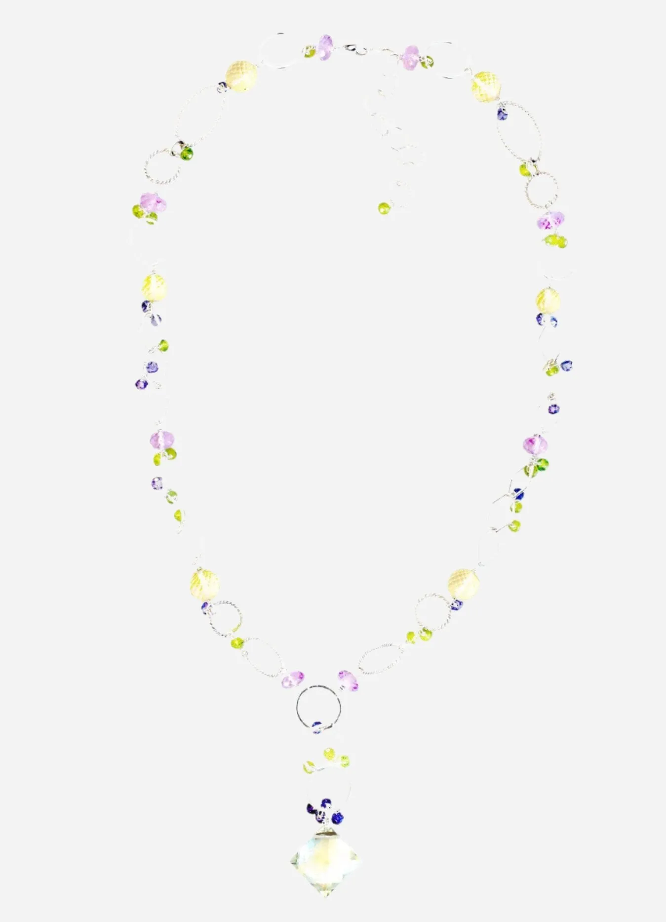 Chainy Green Amethyst Silver Necklace