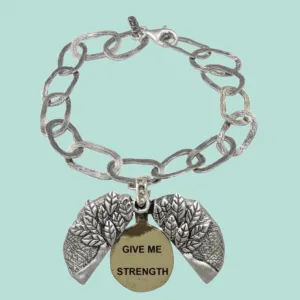 Charms Bracelet Sterling Silver 925 & Goldfilled Bluenoemi  Jewelry "Give Me Strength"