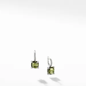 Chatelaine Drop Earrings with Green Orchid and Diamonds