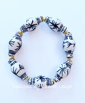 Chinoiserie Ginger Jar Beaded Bracelet - Black & White