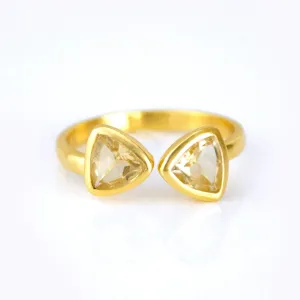 Citrine Quartz Adjustable Bow Tie Triangle Ring