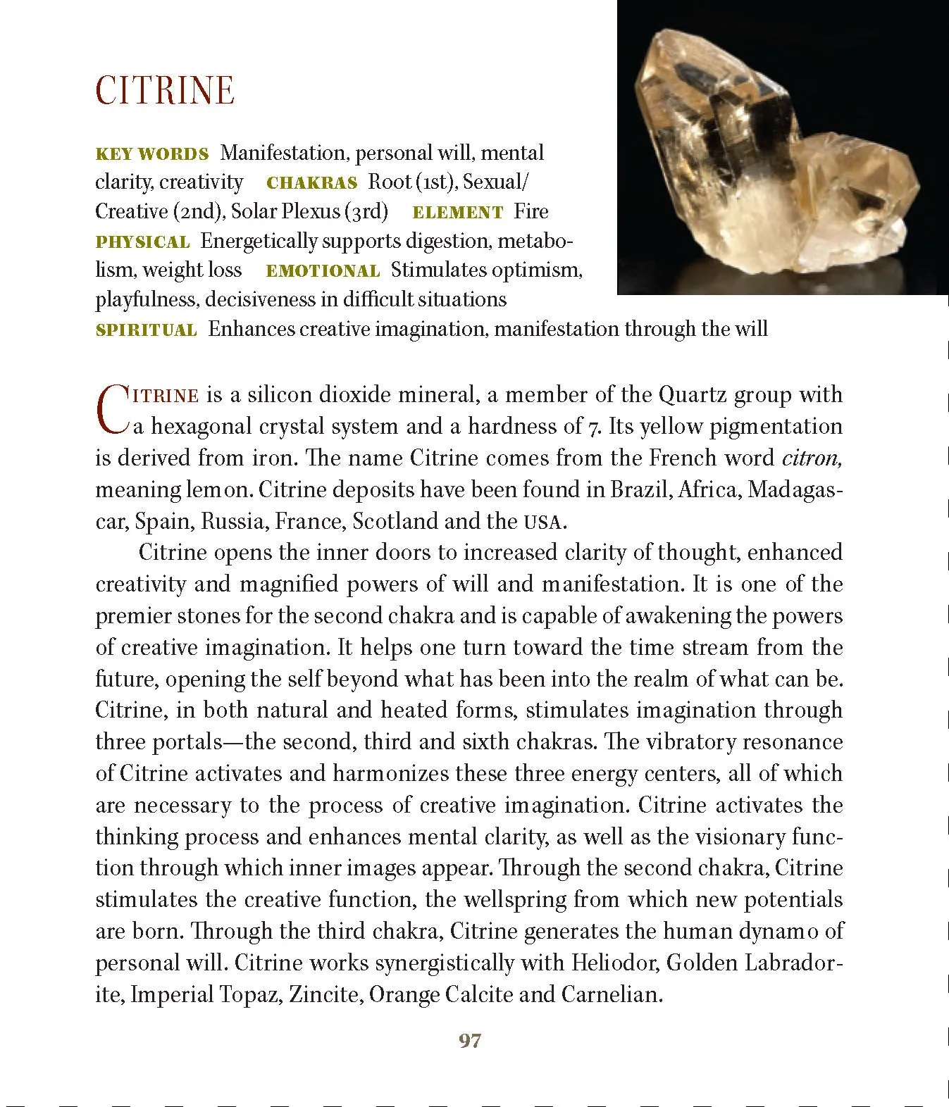 Citrine Smoky Temple Heart Dow Crystal 'Abundance'