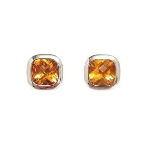 Citrine Square Studs