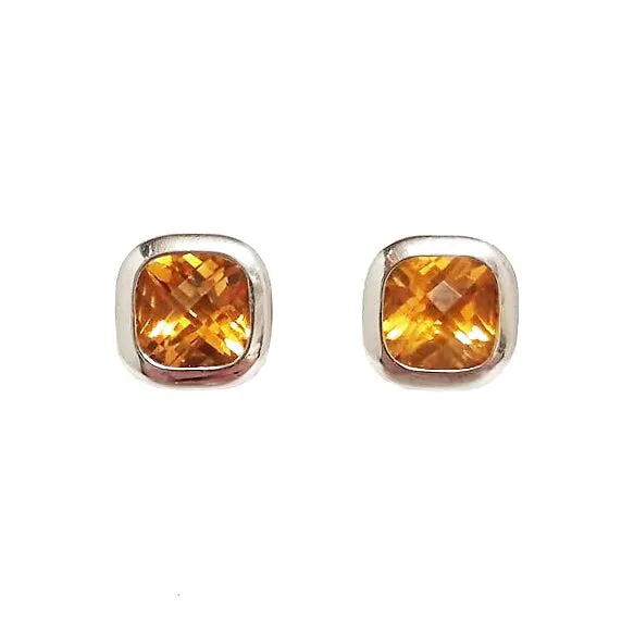 Citrine Square Studs