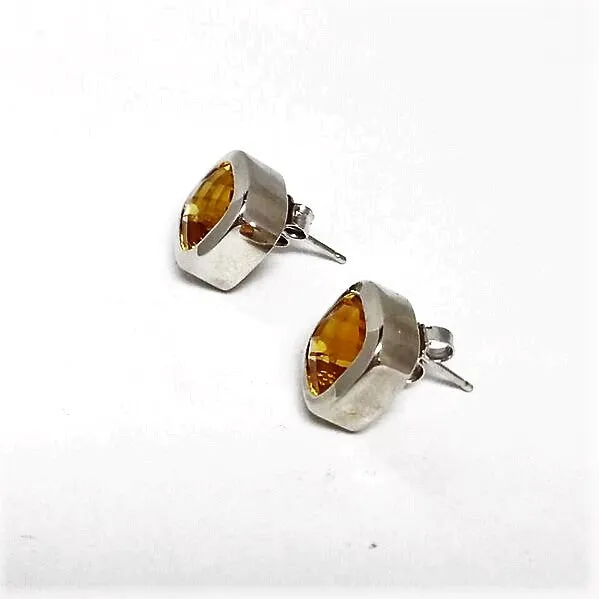 Citrine Square Studs