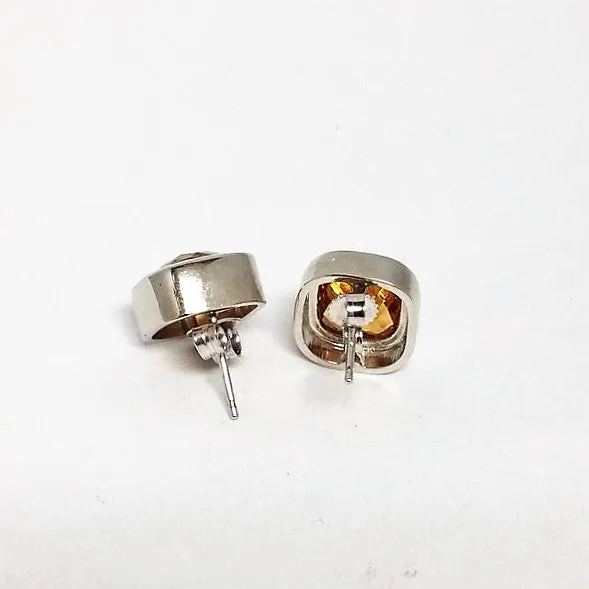 Citrine Square Studs