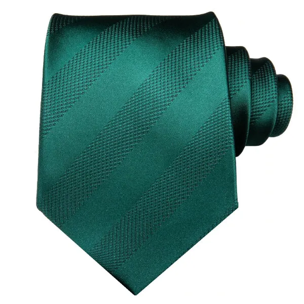 Classy Men Jade Green Striped Silk Tie