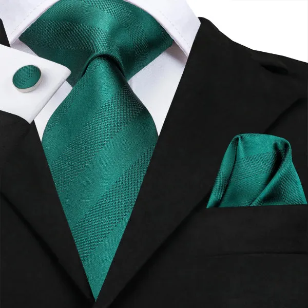 Classy Men Jade Green Striped Silk Tie