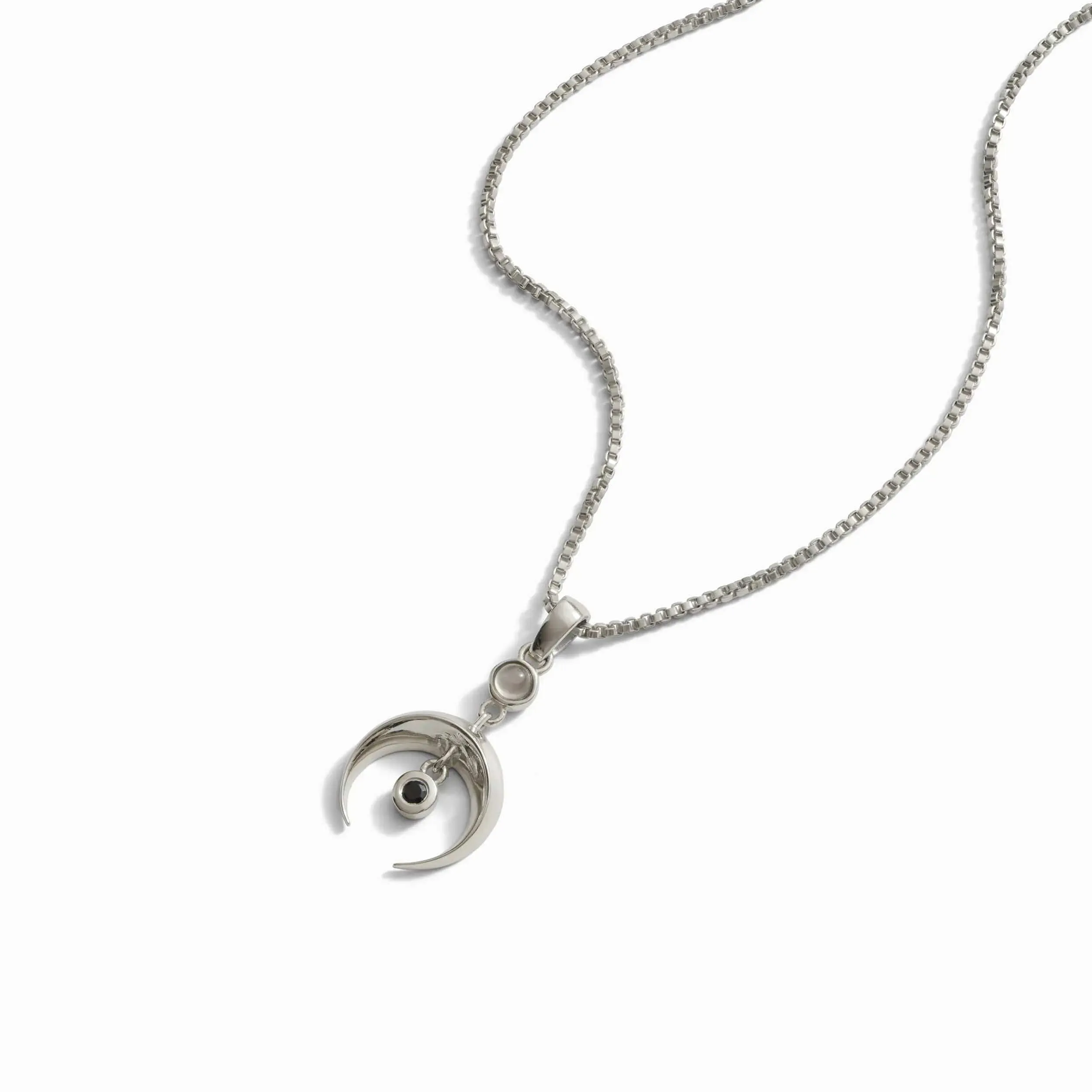 Crescent Spike Grey Moonstone Amulet