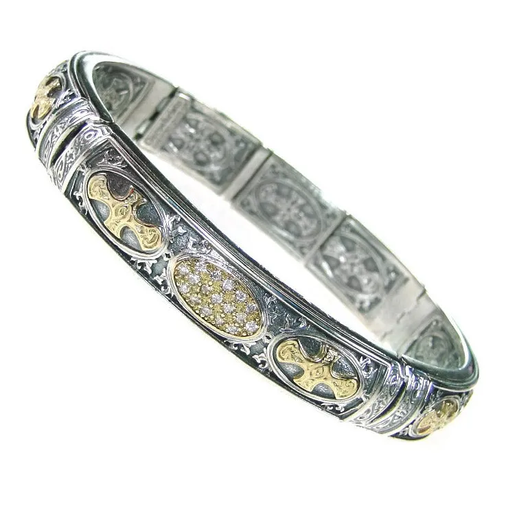 Crosses Gemstone Field Bangle Bracelet