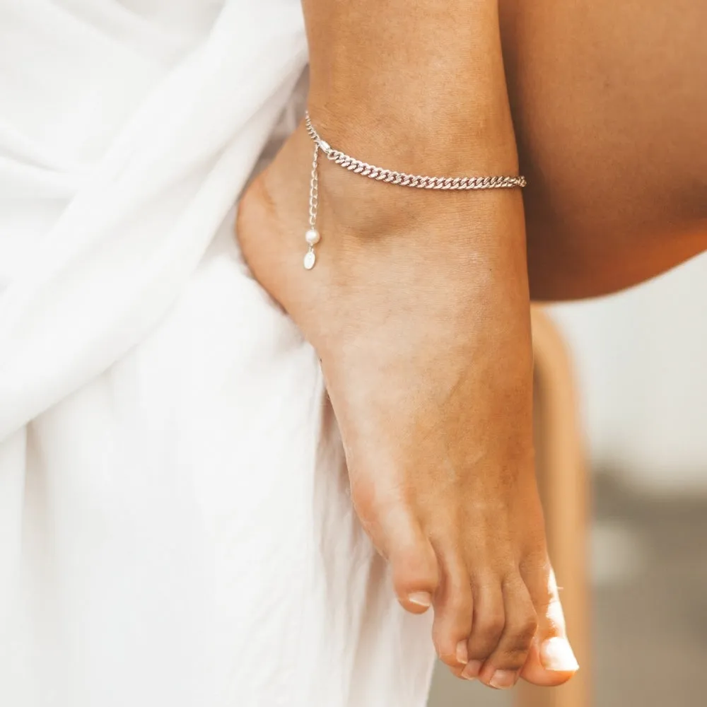 Curb Chain Anklet - Silver - SPS-347