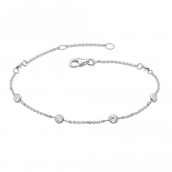 Dew Silver Set Cubic Zirconia Scattered Chain 7.5 Bracelet 7728CZ021