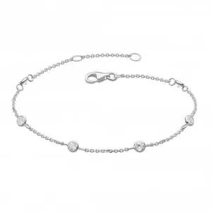 Dew Silver Set Cubic Zirconia Scattered Chain 7.5 Bracelet 7728CZ021