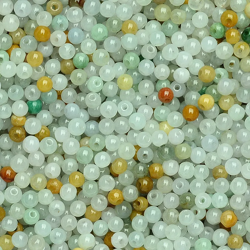 Diameter 3mm-3.5mm Natural Jade Beads Jadeite Mixed Colors Bead WBD4
